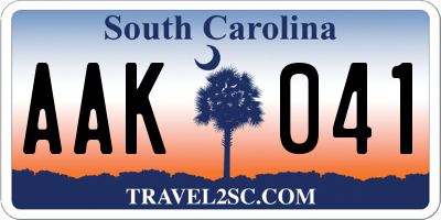 SC license plate AAK041