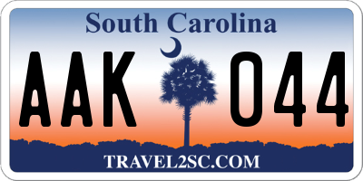 SC license plate AAK044