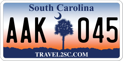 SC license plate AAK045