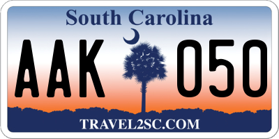 SC license plate AAK050