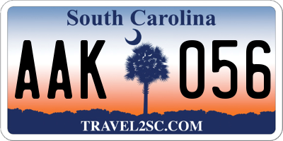 SC license plate AAK056