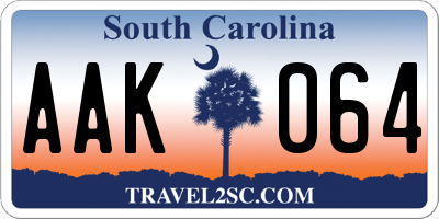 SC license plate AAK064