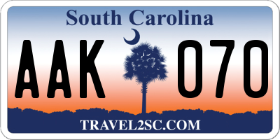 SC license plate AAK070