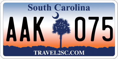 SC license plate AAK075