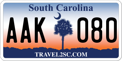 SC license plate AAK080