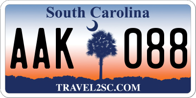 SC license plate AAK088