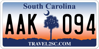 SC license plate AAK094