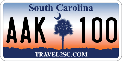 SC license plate AAK100