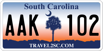 SC license plate AAK102