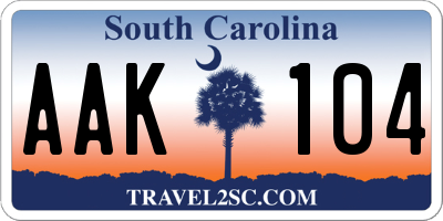 SC license plate AAK104