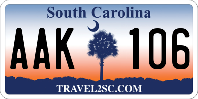 SC license plate AAK106