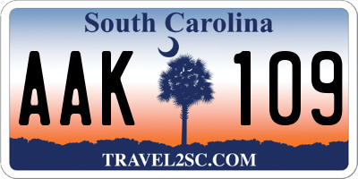 SC license plate AAK109