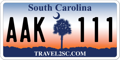 SC license plate AAK111