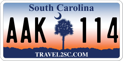 SC license plate AAK114