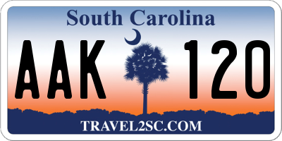 SC license plate AAK120