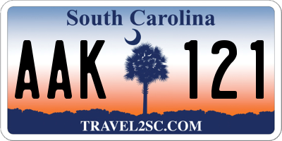 SC license plate AAK121