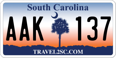 SC license plate AAK137