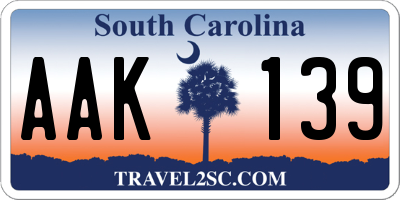 SC license plate AAK139