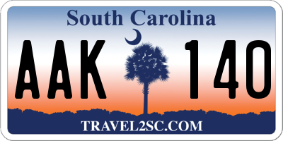 SC license plate AAK140