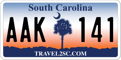 SC license plate AAK141