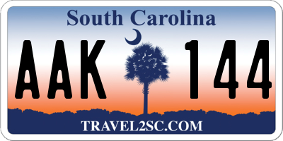 SC license plate AAK144