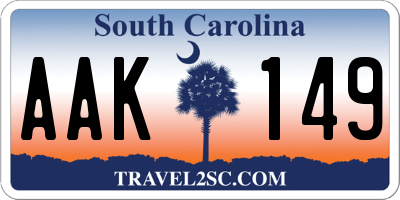 SC license plate AAK149