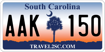 SC license plate AAK150