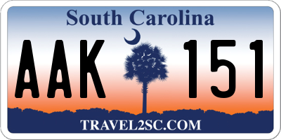 SC license plate AAK151