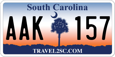 SC license plate AAK157