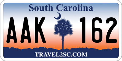 SC license plate AAK162