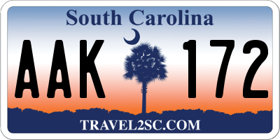 SC license plate AAK172