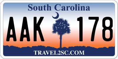 SC license plate AAK178