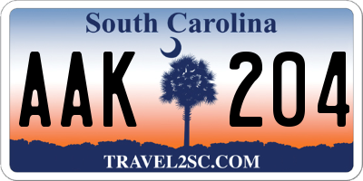 SC license plate AAK204