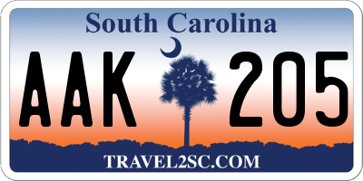 SC license plate AAK205