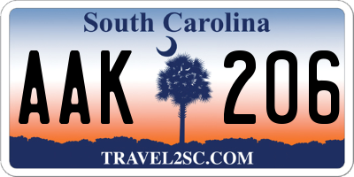 SC license plate AAK206