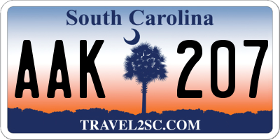 SC license plate AAK207