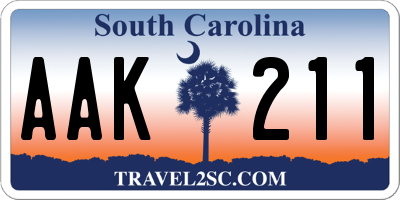 SC license plate AAK211