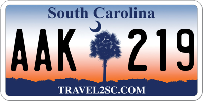 SC license plate AAK219