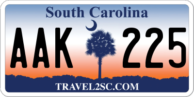 SC license plate AAK225