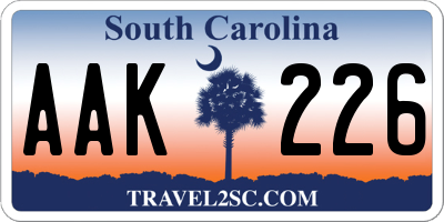 SC license plate AAK226