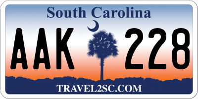 SC license plate AAK228