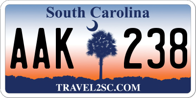 SC license plate AAK238