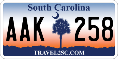 SC license plate AAK258