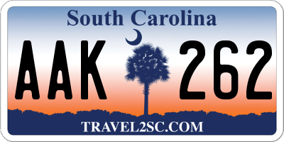 SC license plate AAK262