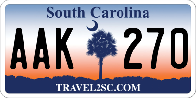 SC license plate AAK270