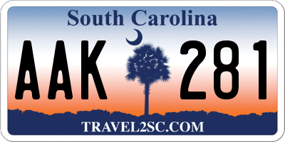 SC license plate AAK281