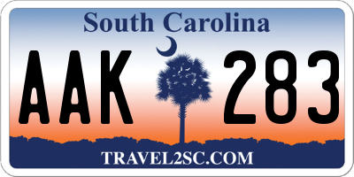 SC license plate AAK283