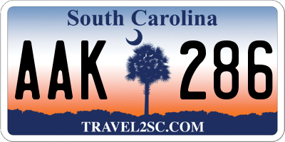 SC license plate AAK286