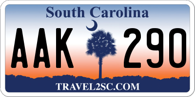 SC license plate AAK290