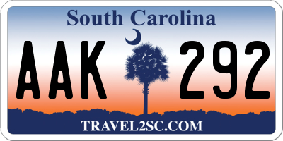 SC license plate AAK292